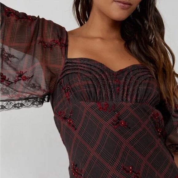 NWT Free People Fallen Flowers Midi Dress Embroidered Beaded size 2 - Picture 5 of 14